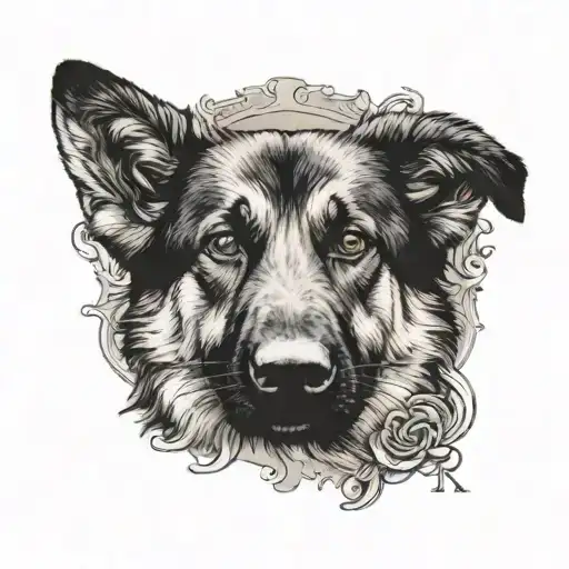 German Shepherd Dog With A Letter R