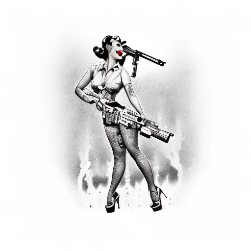 Pin Up Girl With Gun