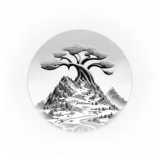 Mountain Landscape With Roots