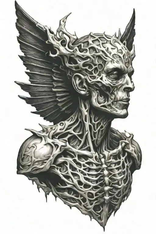 Dead God Coming From Black Siluet's Chest Of A Man From Front View