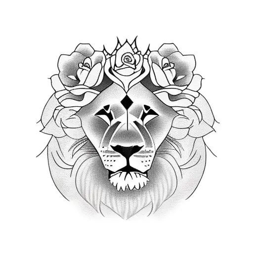 Lion With Roses And Phrase Kia Kaha