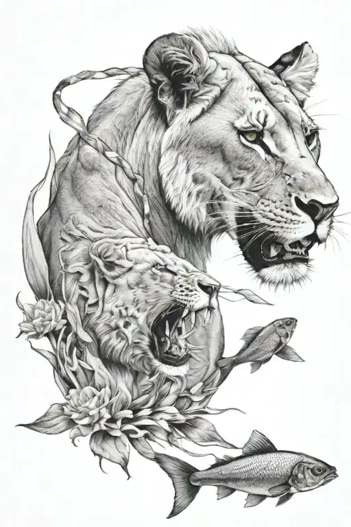 Lioness And Fish