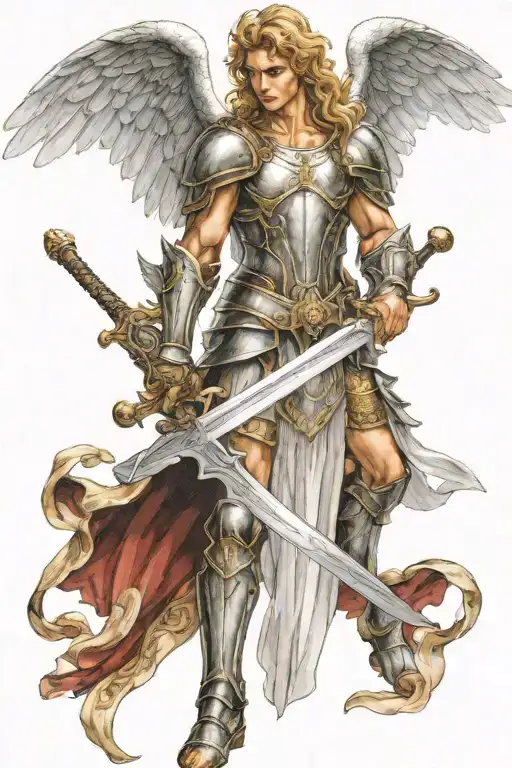 Angel In Mideval Armor Holding A Sword
