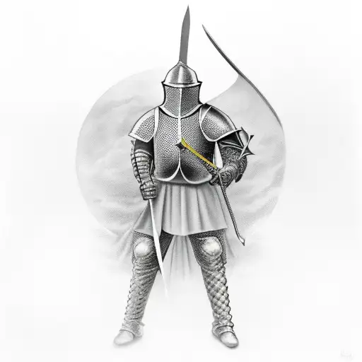 Knight With Sword Watching Back