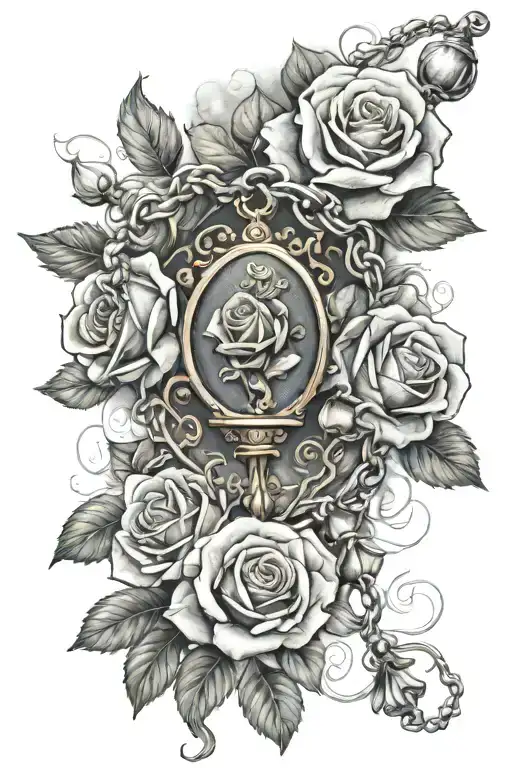 Rosary Tattoo Going Down Forearm With Roses And Smoke Trailing Leading To Thumb
