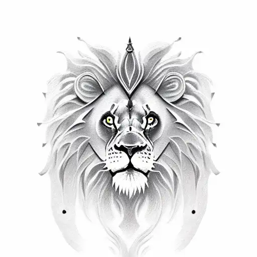 Women Inside Lion Mouth With Crown