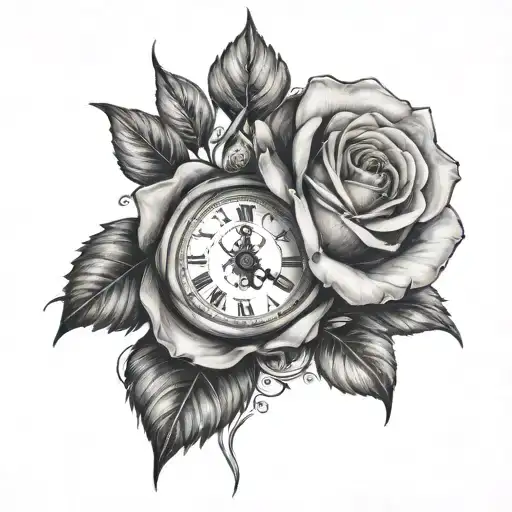Clock Inside A Rose