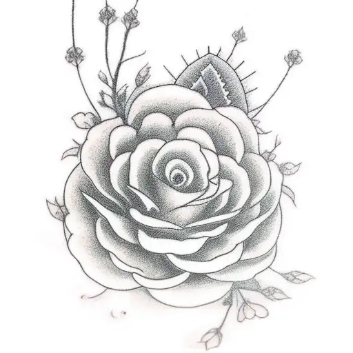 Leg Sleeve Temple With Cherry Blossoms And A Samurai