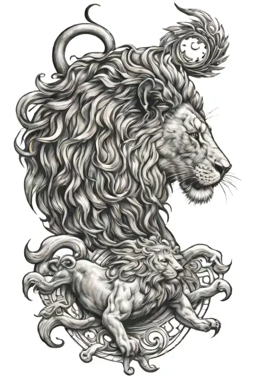 Lion Protecting Pisces Zodiac Sign