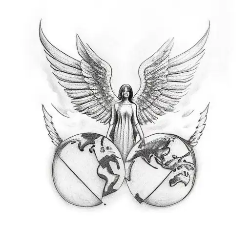 Atlas And An Angel With Wings