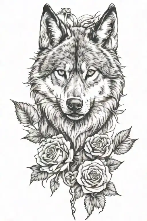 Wolf With A Rose In Its Mouth