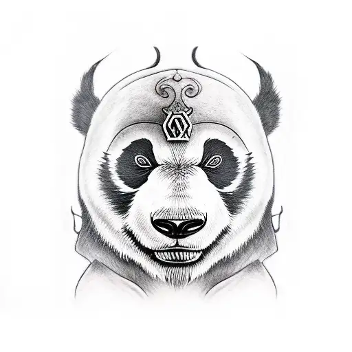 Warrior Panda With Oni Mask