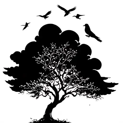 Birds Tree Clouds Grandma Written