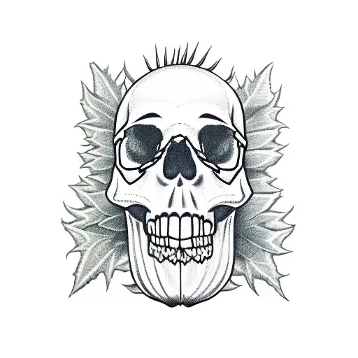 Skull With Scottish Thistle
