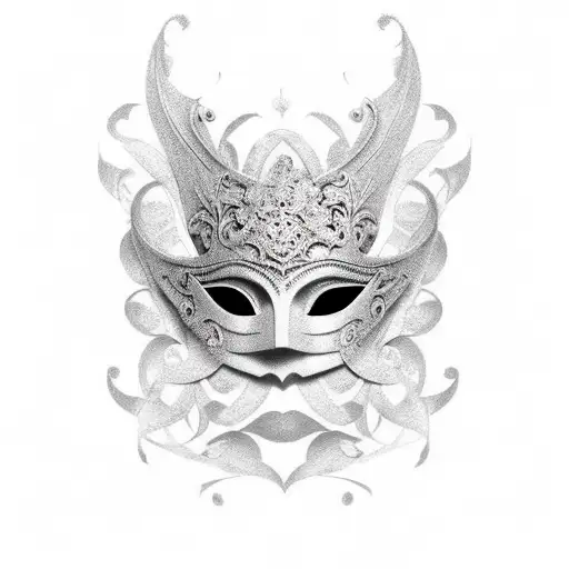 Venetian Mask At A Thee Quarter Angle With An Abstract Pattern Coming Out Of It