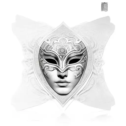 Venetian Mask At A Thee Quarter Angle With An Abstract Pattern Coming Out Of It