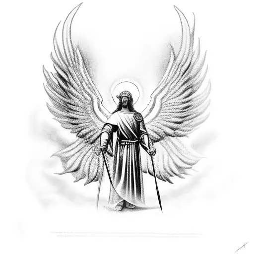 Saint Michael The Archangel Standing On A Rose