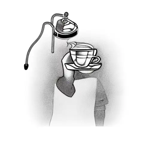 A Realistic Portrayal Of A Barista Holding A Mobile Tower Instead Of A Coffee Cup