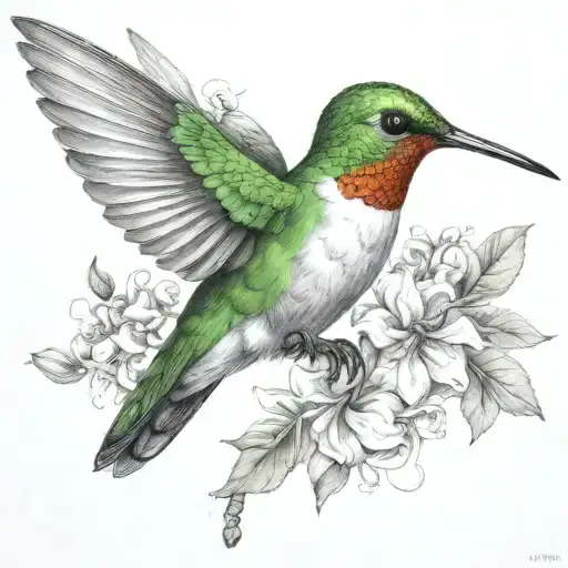Hummingbird With A Gratitude Symbol Integrated