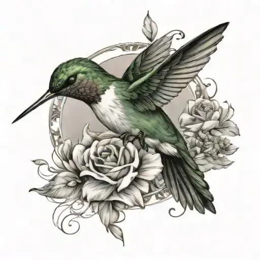 Hummingbird With A Gratitude Symbol Integrated Around With A Sence Of Deepness