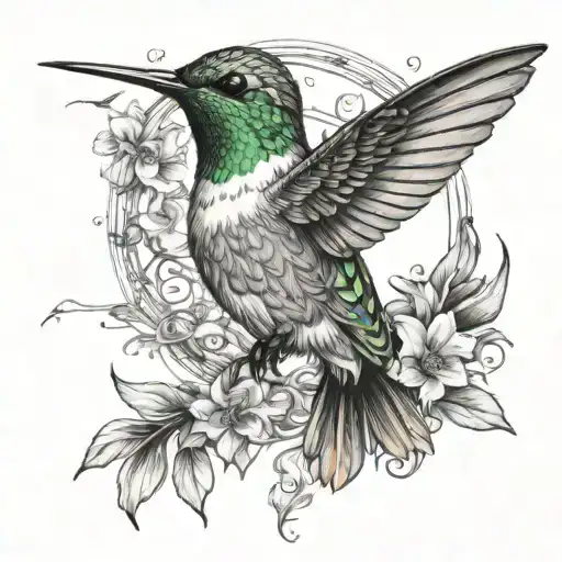 Hummingbird With A Gratitude Symbol Integrated Around With A Sence Of Deepness