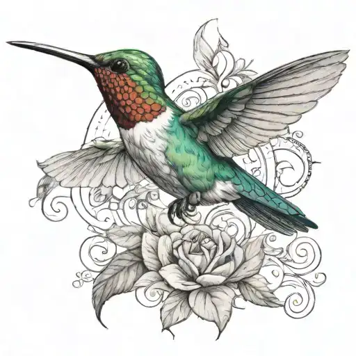 Hummingbird With A Gratitude Symbol Integrated Around With A Sence Of Deepness