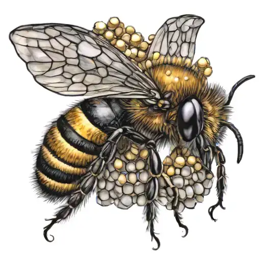 A Bee With A Crown Made Of Honeycomb And Jewels