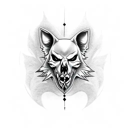 Gothic Wolf With Skull