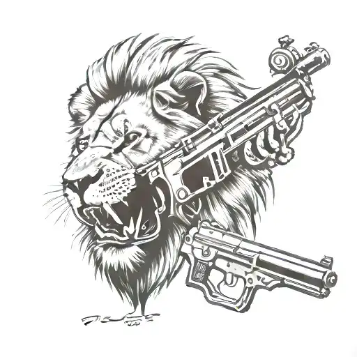 Lion With Shotgun