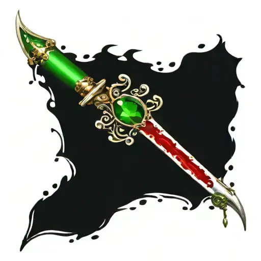 Ornate And Regal Dagger Dripping Blood With A Green Jewel