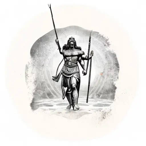 Greek Art Background With A Spartan Holding A Spear