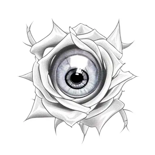 Eyeball In The Center Of A Bed Of Rose Thorns
