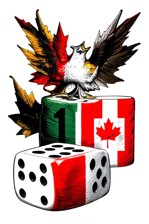 2 Dice Number 1 And 6 With Canadian Flag