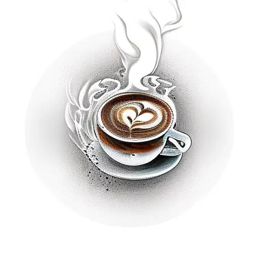 Coffee Cup With Steam Forming The Shape Of A Koi Fish