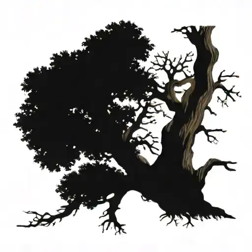 Oak Tree With Branches And Birth Dates Like A Family Tree