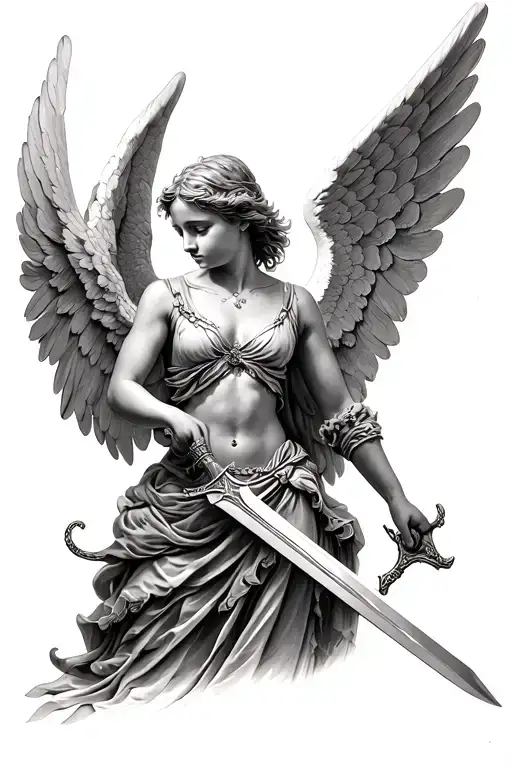 Angel With Wings With Sword
