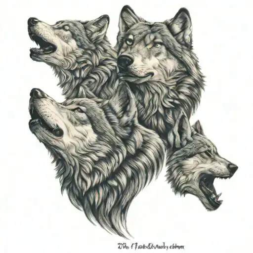Family Of Wolves Howling At An Older Wolf