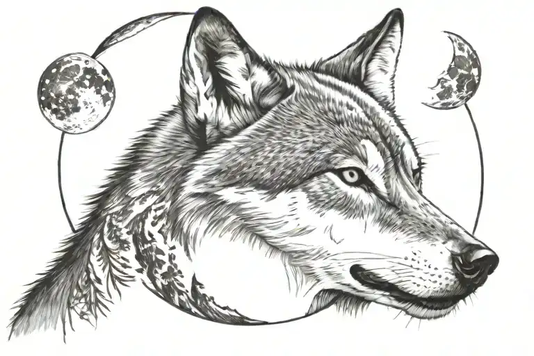 Band Tatto With Reference To Wolf Howling At The Moon