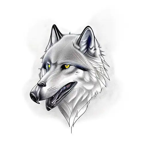 Death Surrounded By A Black Raven And Blue Eyed Wolf