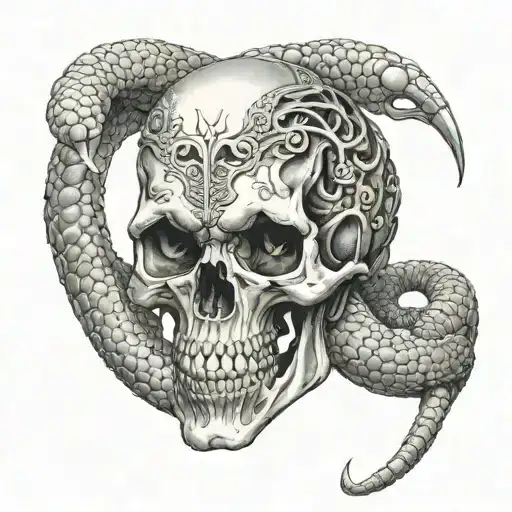 Skull And Cobra Coiled
