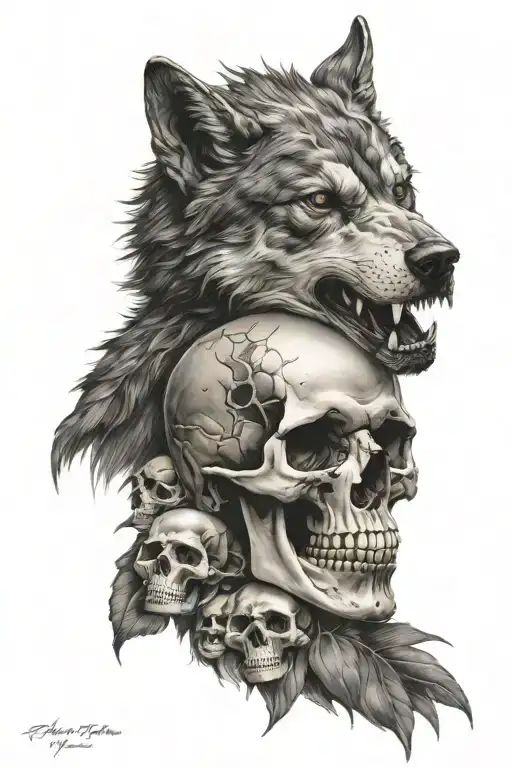 Skull And Wolf
