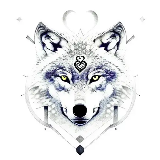 Wolf With Viking Runes And Broken Heart