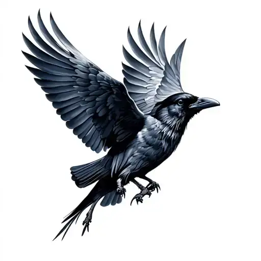 Baby Raven Flying