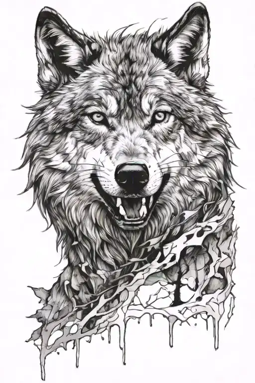 A Wolf Filled With Scars And Wounds But Smiling To The Outsdie World And Trying Its Best To Survive