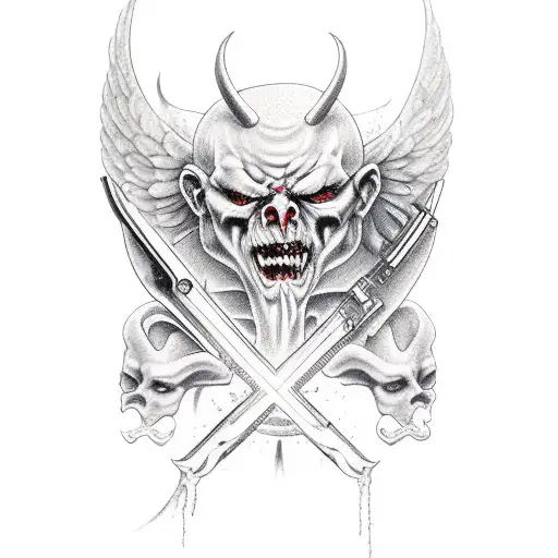 Demon And Angel With Ak47