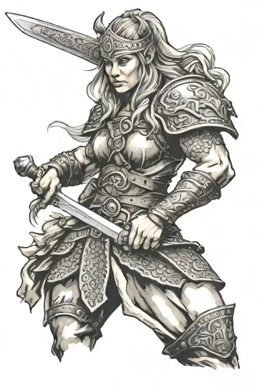 Female Viking Warrior Wielding A Sword
