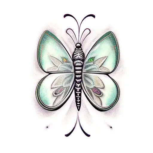 Butterfly With One Green Wing And One Hazel Wing