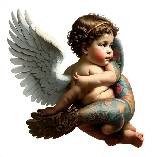 Generates A Putto With A Wing In Front Of The Body