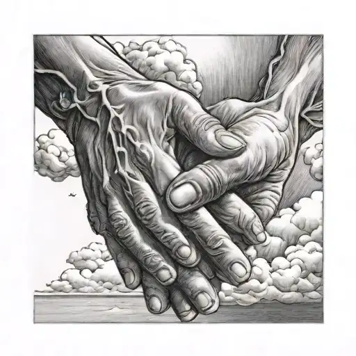 Hands Coming From Heaven Holding Hands