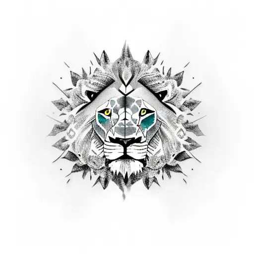 Lion With Shark Blended In Over The Left Eye